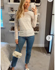 Floral lace elegant basic long sleeves top