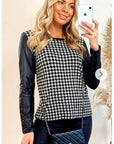 Black & White Dog-tooth Print Top