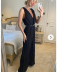 Chiffon Cross Wrap Maxi Dress in Black