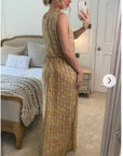 Chiffon Cross Wrap Maxi Dress yellow Floral