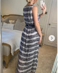 Chiffon Cross Wrap Maxi Dress Stripes