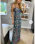 Multi Color Leopard print maxi dress (Green)
