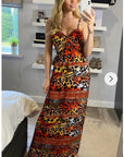Multi Color Leopard print maxi dress (Red)