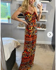 Multi Color Leopard print maxi dress (Red)
