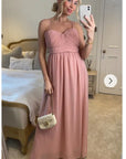 Pleated Bust & Sweetheart Neckline Maxi Dress (NUDE)