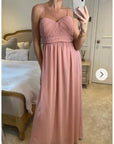Pleated Bust & Sweetheart Neckline Maxi Dress (NUDE)