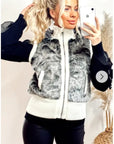 Fuax Fur Short Gilet with removeable hoody (Grey)
