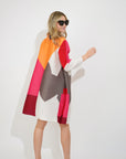 Multi color print long sleeves Blazer Dress with buttons design in yellow