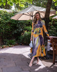 Floral Print Full Pleated Printed Top And Midi Skirt In Yellow