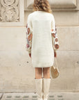 Floral Pattern Sequin Jumper Dress In White