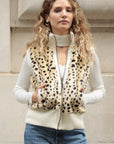 Fuax Fur Short Gilet with removeable hoody (Leopard Print)