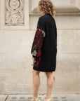 Leave's Pattern Sequin Jumper Dress In Black