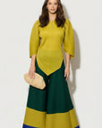Full pleated Long sleeves top and trousers in Green