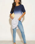 Tie dye Cotton Long T-shirt (Blue)