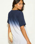 Tie dye Cotton Long T-shirt (Blue)