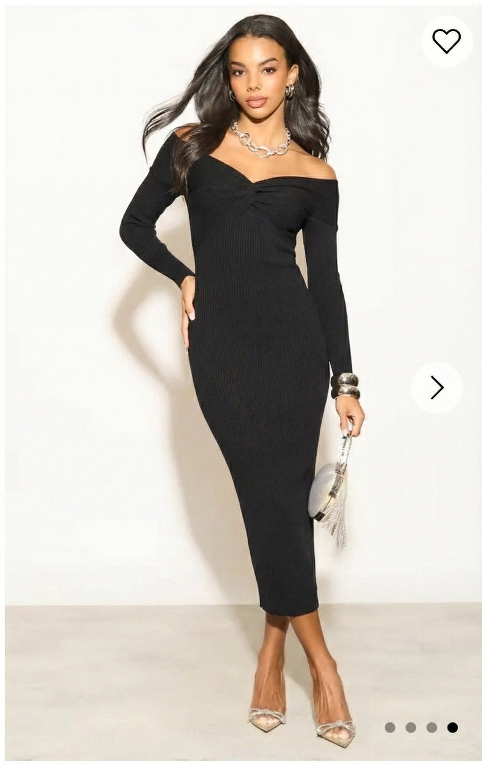 Soft Knit off the shoulder neckline long sleeves bodycon dress CY Boutique Soft Knit off the shoulder neckline long sleeves bodycon dress CY Boutique
