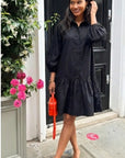 Oversized Cotton shirt dress with ruffle hem