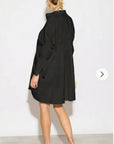 Asymmetry with Elasticated design cotton blend shirt dress in Black