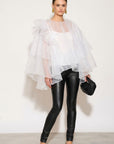Statement Ruffle Design Organza Ruffle Blouse In White