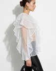Statement Ruffle Design Organza Ruffle Blouse In White