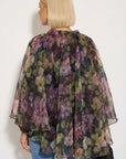 Statement Ruffle Organza Garden Floral Blouse