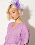 Feather & Floral Fascinator Headband In Purple