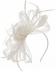 Feather & Floral Fascinator Headband In Off-white