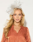 Feather & Floral Fascinator Headband In Off-white