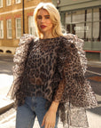 Statement Ruffle Organza Wild Leopard Print Blouse