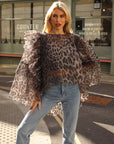 Statement Ruffle Organza Wild Leopard Print Blouse