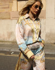 Ocean Treasure Print Relaxed Shirt & Trousers Co-Ord Set In Yellow