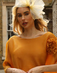 Sculptural Fascinator Headband with Feather Accents