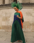 Large Wide Brim Bow Fascinator In Green