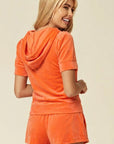 Velvet Zip-Up Hoodie & Shorts Co-Ord Set