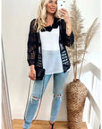 Black Floral Crochet Cardigan (3A)