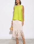 Yellow Pleated Sleeveless Swing Top