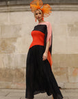 Large Wide Brim Bow Fascinator In Orange