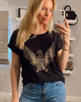 Gold Eagle embellished T-shirt (BLACK)