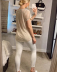 Gold Eagle embellished T-shirt (BEIGE)