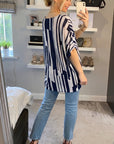 Multi Stripe print mesh Top (Blue)