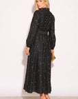 Embellished Button Front Maxi Shirt Dress with Tie Belt