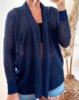 Mesh Lace Cardigan Beach Wear (Navy)