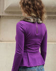 Faux Fur Collar Top (Purple)