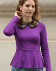 Faux Fur Collar Top (Purple)