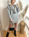 Oversize jumper with scarf embellished