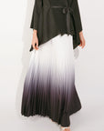 Full pleated Kimono sleeves cardigan top and tie dye print maxi skirt in black