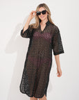 V pattern Lace kaftan dress in Black Holiday wear collection