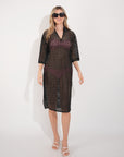 V pattern Lace kaftan dress in Black Holiday wear collection