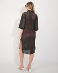 V pattern Lace kaftan dress in Black Holiday wear collection