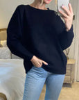Soft Knitted Plain Black oversized jumper